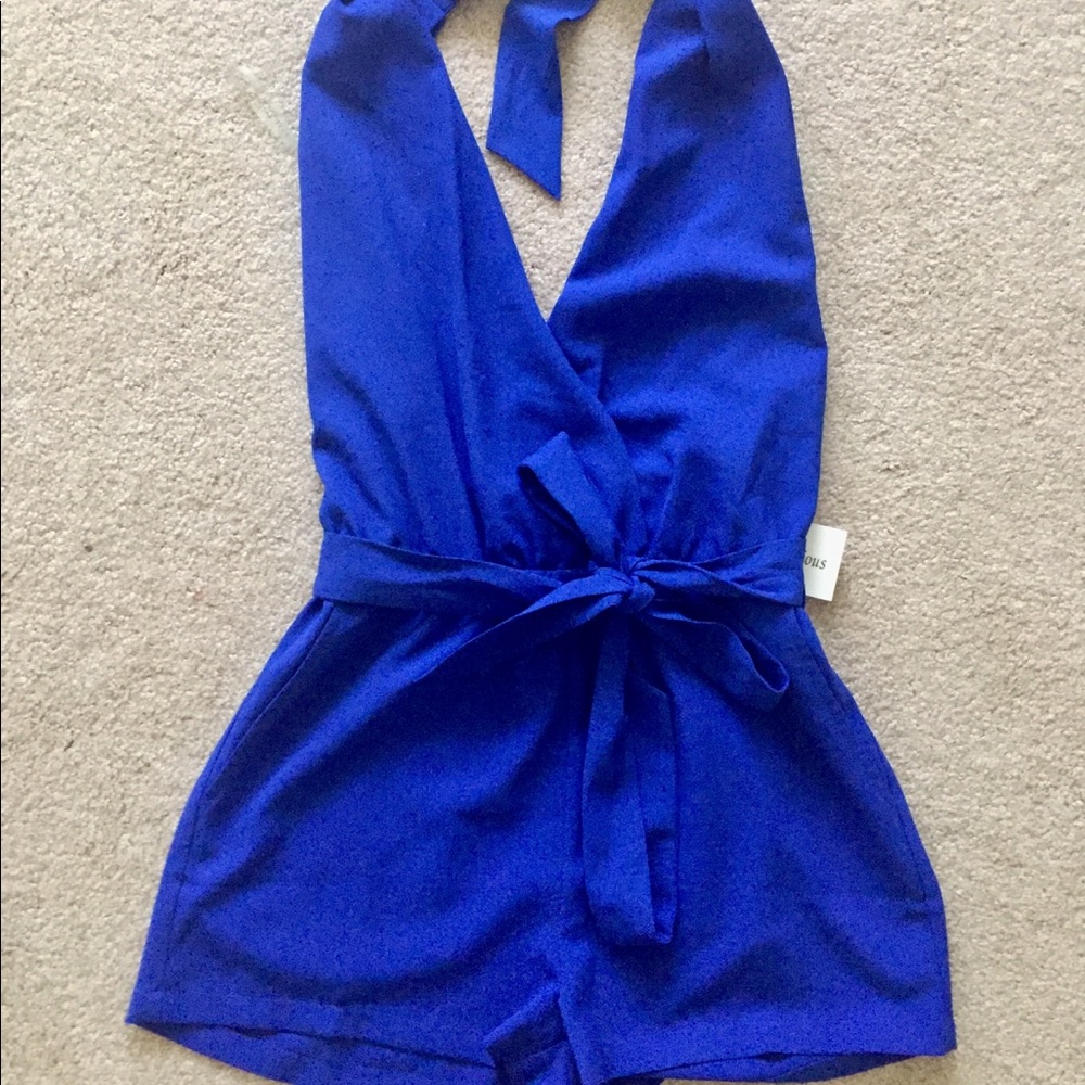 Royal Blue low back halter romper (NWT) - small